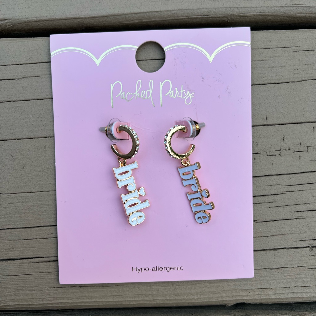 Packed Party Gold And White Earrings